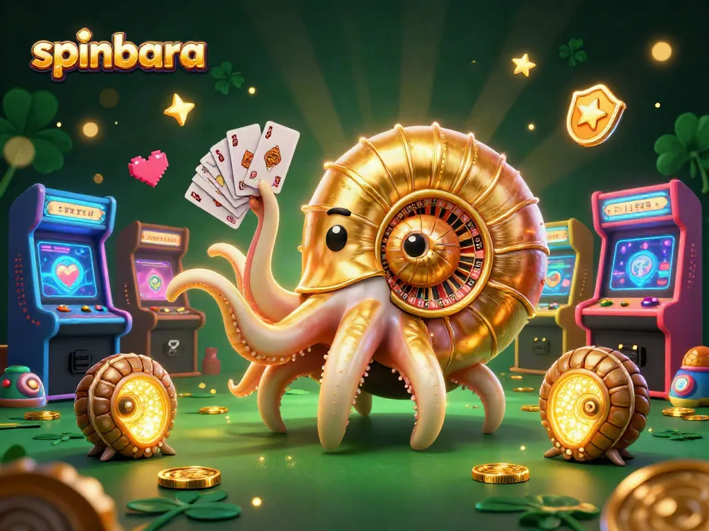Win big at Spinbara with vibrant casino games featuring a giant nautilus roulette wheel!